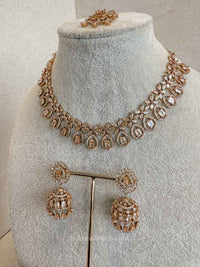 Diamante Necklace Set with Jhumkas - SOKORA JEWELSDiamante Necklace Set with JhumkasNECKLACE SETS