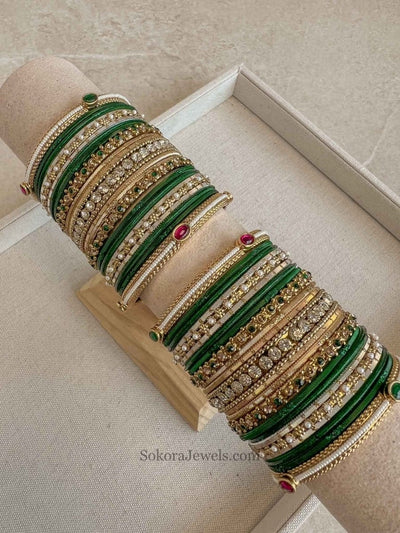 Dilani Bangle Set - Green - SOKORA JEWELSDilani Bangle Set - GreenBANGLES