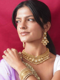 Dipti Heritage Gold Plated Kundan Necklace Set - SOKORA JEWELSDipti Heritage Gold Plated Kundan Necklace SetNECKLACE SETS