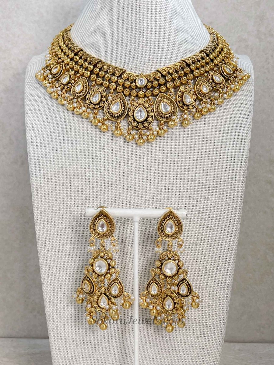 Dipti Heritage Gold Plated Kundan Necklace Set - SOKORA JEWELSDipti Heritage Gold Plated Kundan Necklace SetNECKLACE SETS
