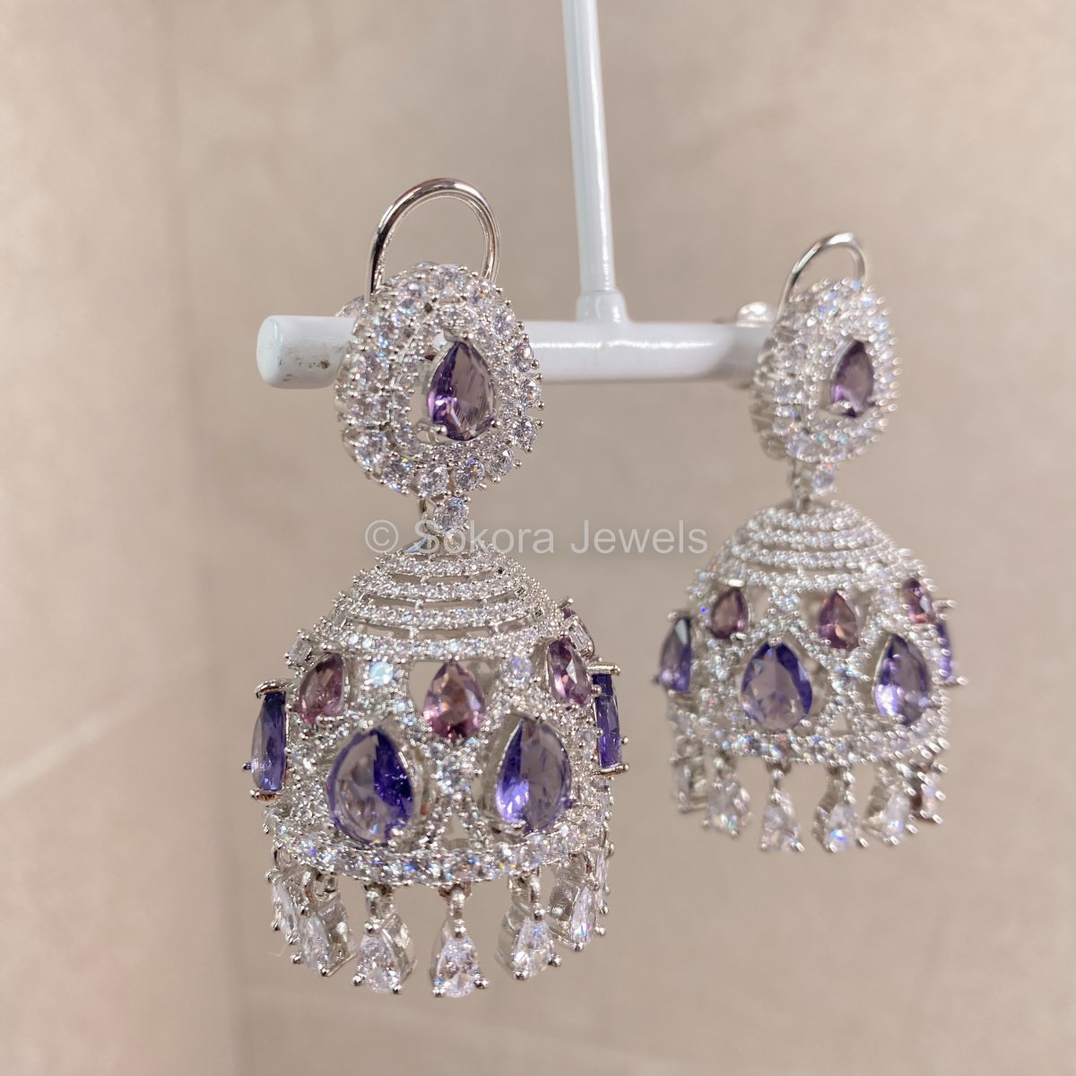 Divya Diamante Set - Purple - SOKORA JEWELSDivya Diamante Set - PurpleNECKLACE SETS