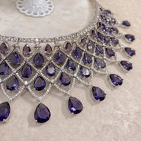 Divya Diamante Set - Purple - SOKORA JEWELSDivya Diamante Set - PurpleNECKLACE SETS