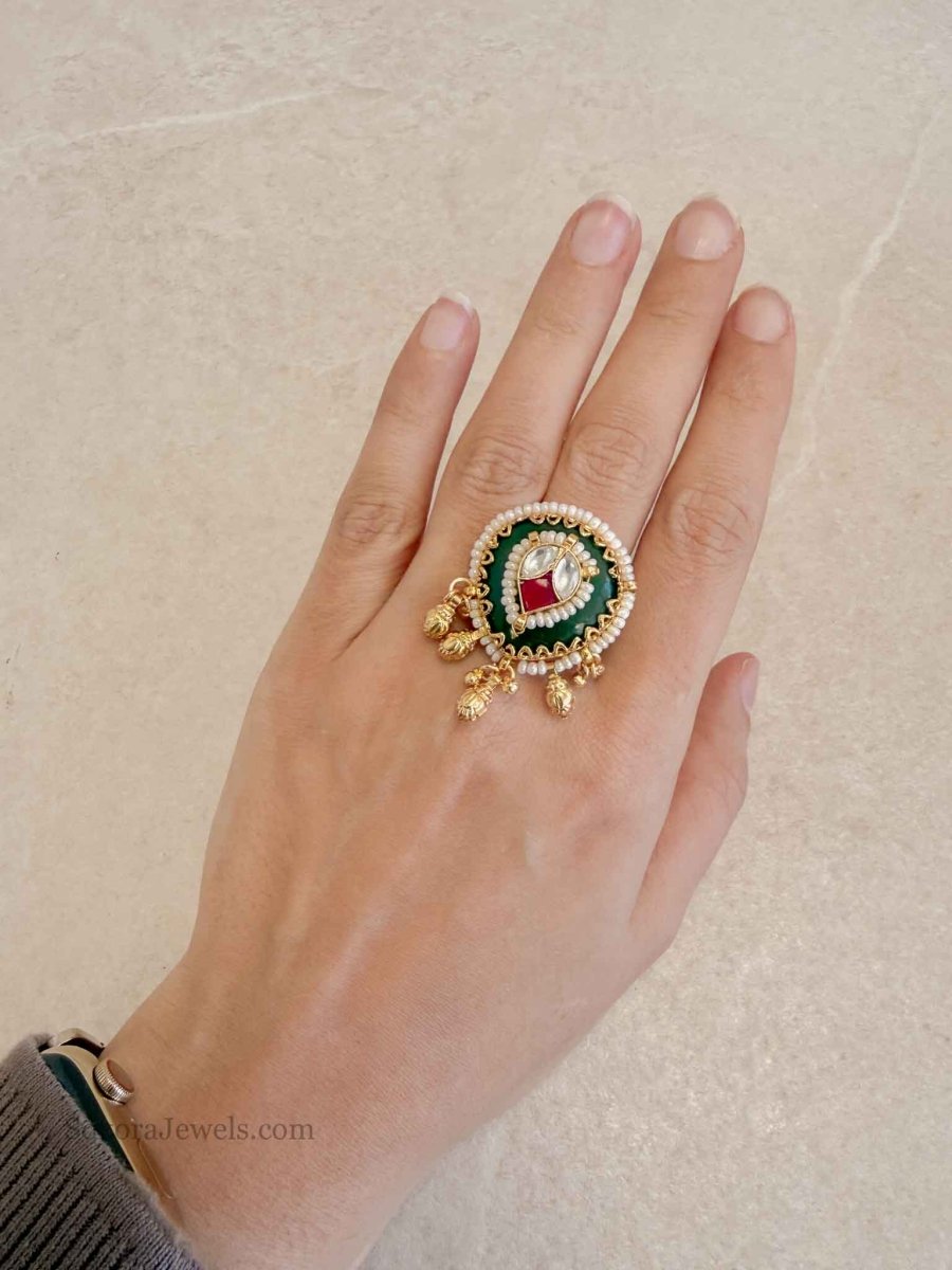 Drop shape Kundan ring - SOKORA JEWELSDrop shape Kundan ringRING