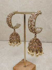 Dua Jhumka Earrings - Pearl - SOKORA JEWELSDua Jhumka Earrings - Pearl
