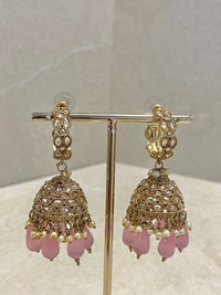 Dua Jhumka Earrings - Pink - SOKORA JEWELSDua Jhumka Earrings - Pink