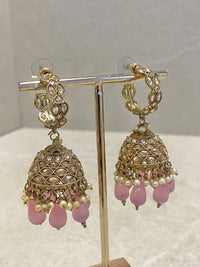 Dua Jhumka Earrings - Pink - SOKORA JEWELSDua Jhumka Earrings - Pink