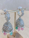 Dua Silver Jhumka Earrings - Pastels - SOKORA JEWELSDua Silver Jhumka Earrings - Pastels