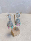 Dua Silver Jhumka Earrings - Pastels - SOKORA JEWELSDua Silver Jhumka Earrings - Pastels