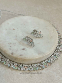 Elara Pastel Silver Necklace Set – Indian Wedding Guest Jewellery - SOKORA JEWELSElara Pastel Silver Necklace Set – Indian Wedding Guest JewelleryNECKLACE SETS