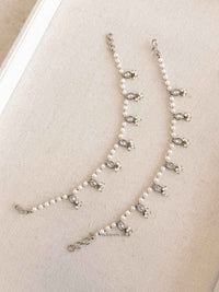 Elegant Pearl & Clear Crystal Drop Earring Chains - SOKORA JEWELSElegant Pearl & Clear Crystal Drop Earring ChainsEARRINGS