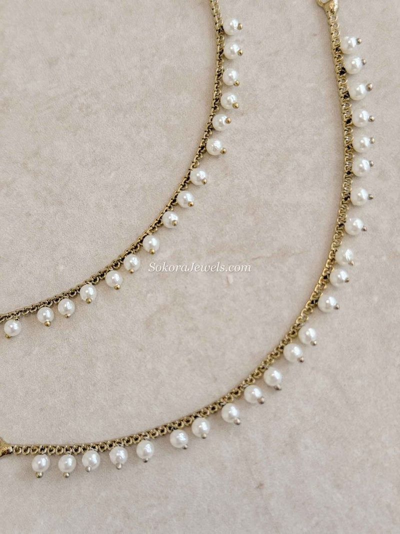 Elegant Pearl Earring Chains - SOKORA JEWELSElegant Pearl Earring ChainsEARRINGS