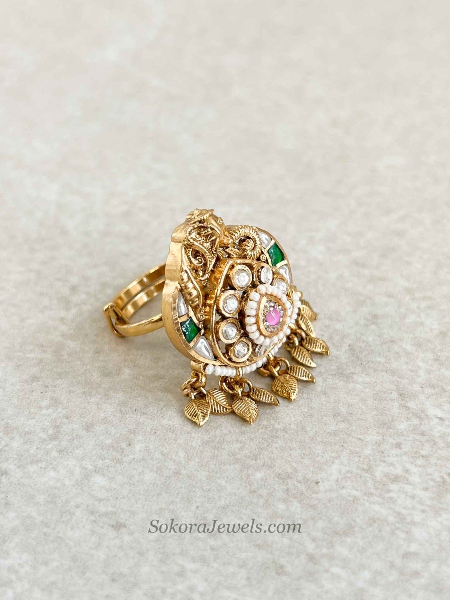 Elephant Kashmiri Kundan Ring - SOKORA JEWELSElephant Kashmiri Kundan RingRING