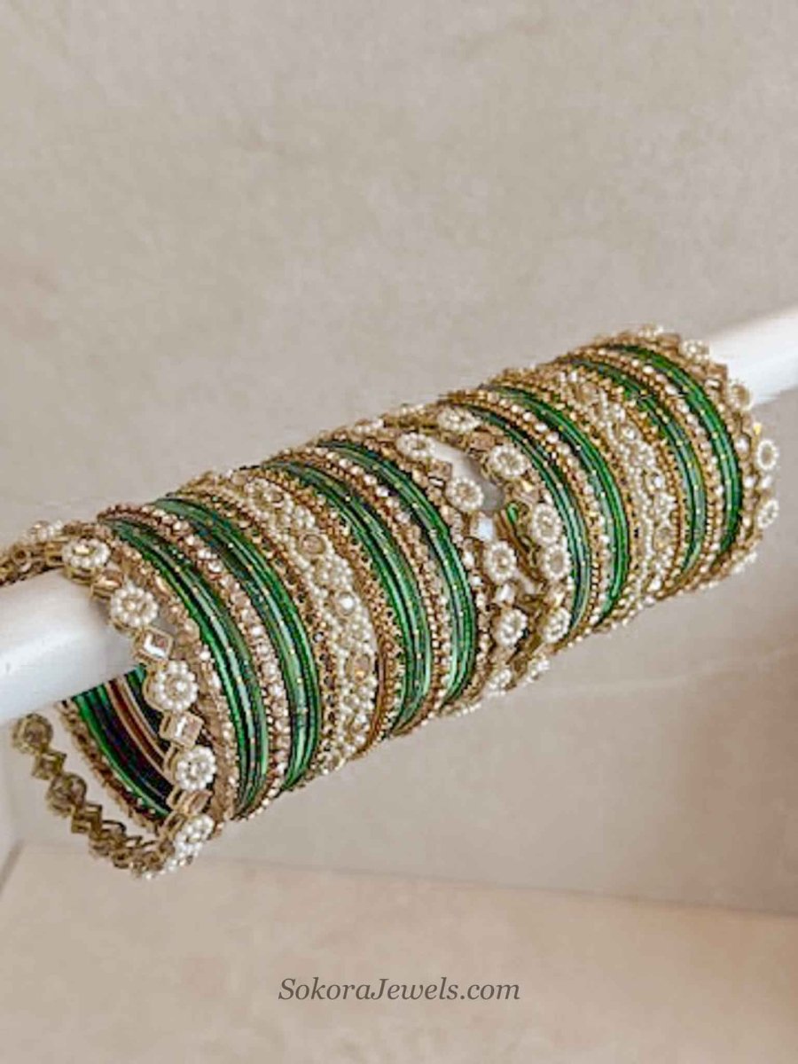 Emerald Bridal Bangle Set - SOKORA JEWELSEmerald Bridal Bangle SetBANGLES
