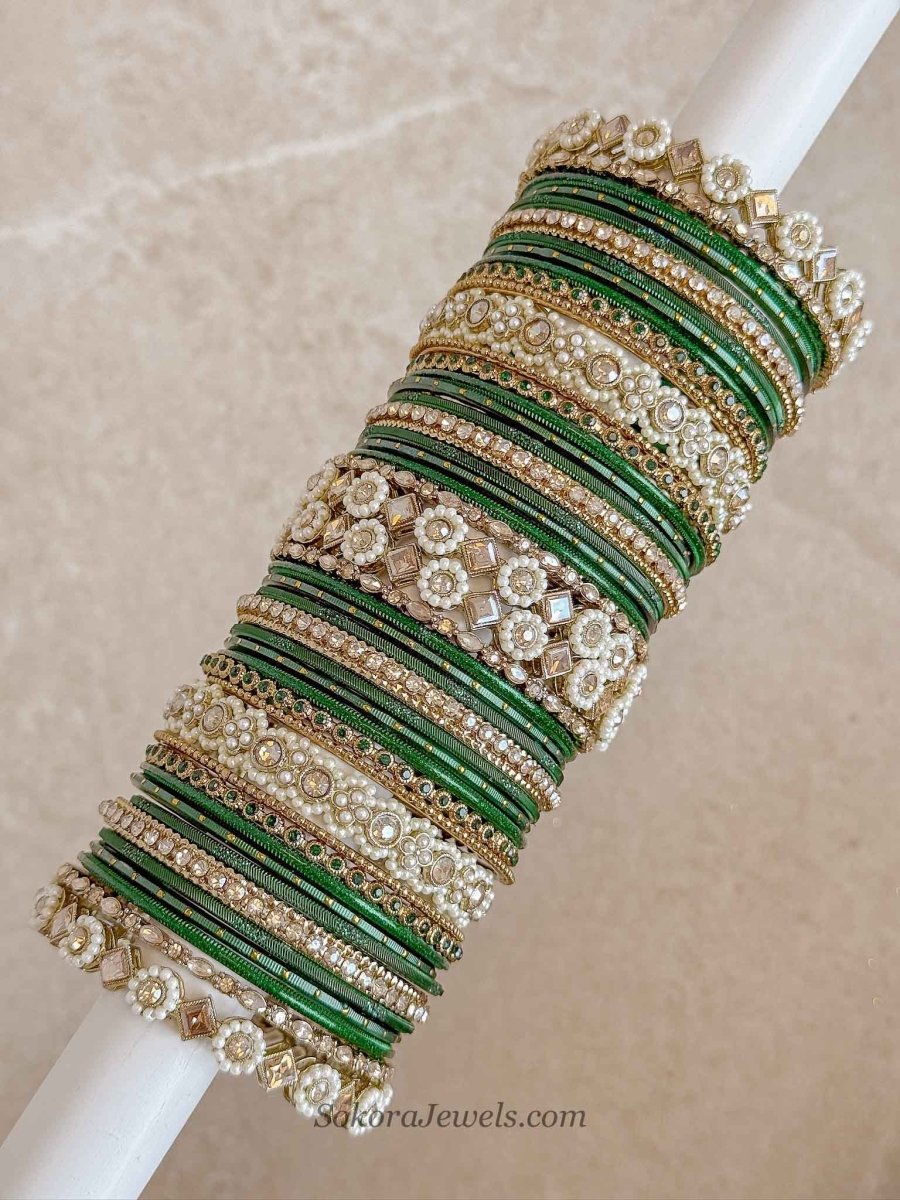 Emerald Bridal Bangle Set - SOKORA JEWELSEmerald Bridal Bangle SetBANGLES