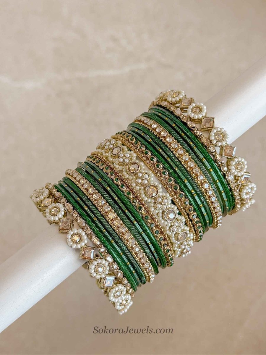 Emerald Bridal Bangle Set - SOKORA JEWELSEmerald Bridal Bangle SetBANGLES