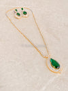 Emerald Drop Diamante Set - Gold/Clear - SOKORA JEWELSEmerald Drop Diamante Set - Gold/ClearNECKLACE SETS