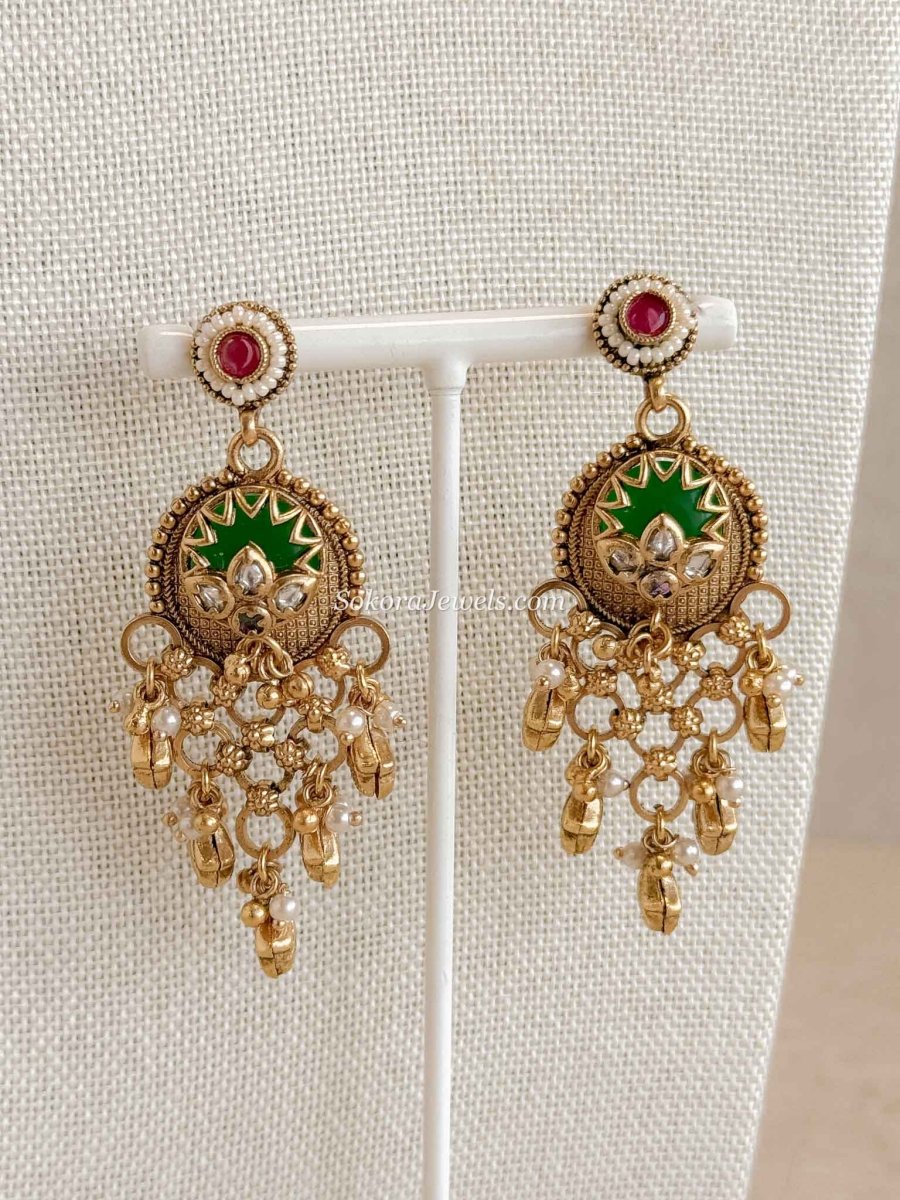 Emerald Gem Cascading Choker set - SOKORA JEWELSEmerald Gem Cascading Choker setNECKLACE SETS