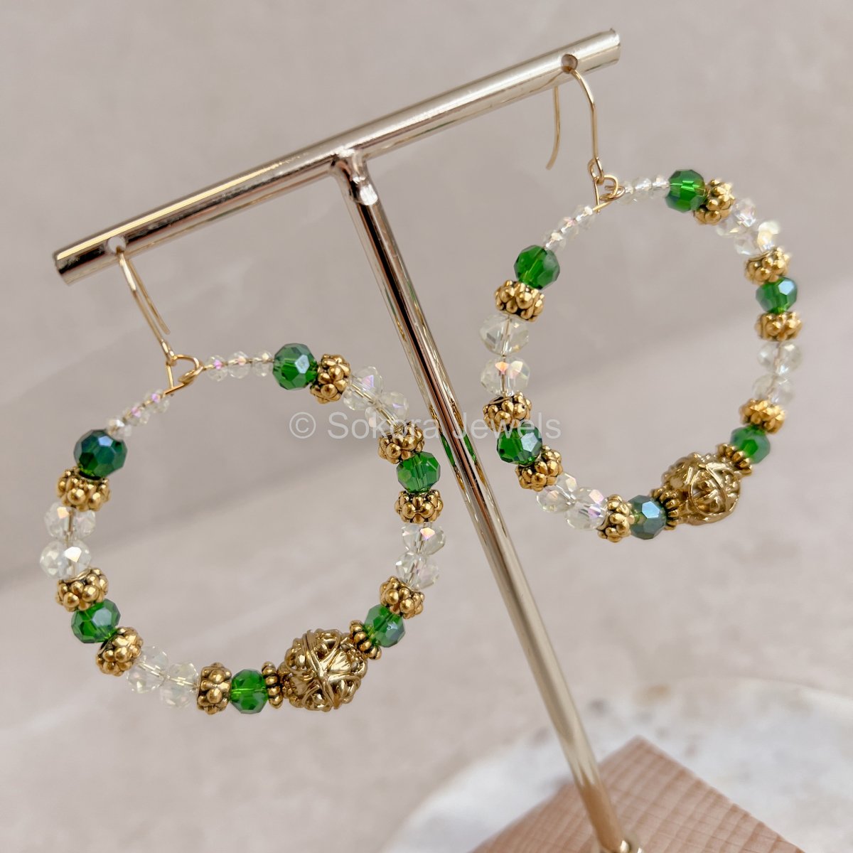 Emerald Green Hoops - SOKORA JEWELSEmerald Green Hoops