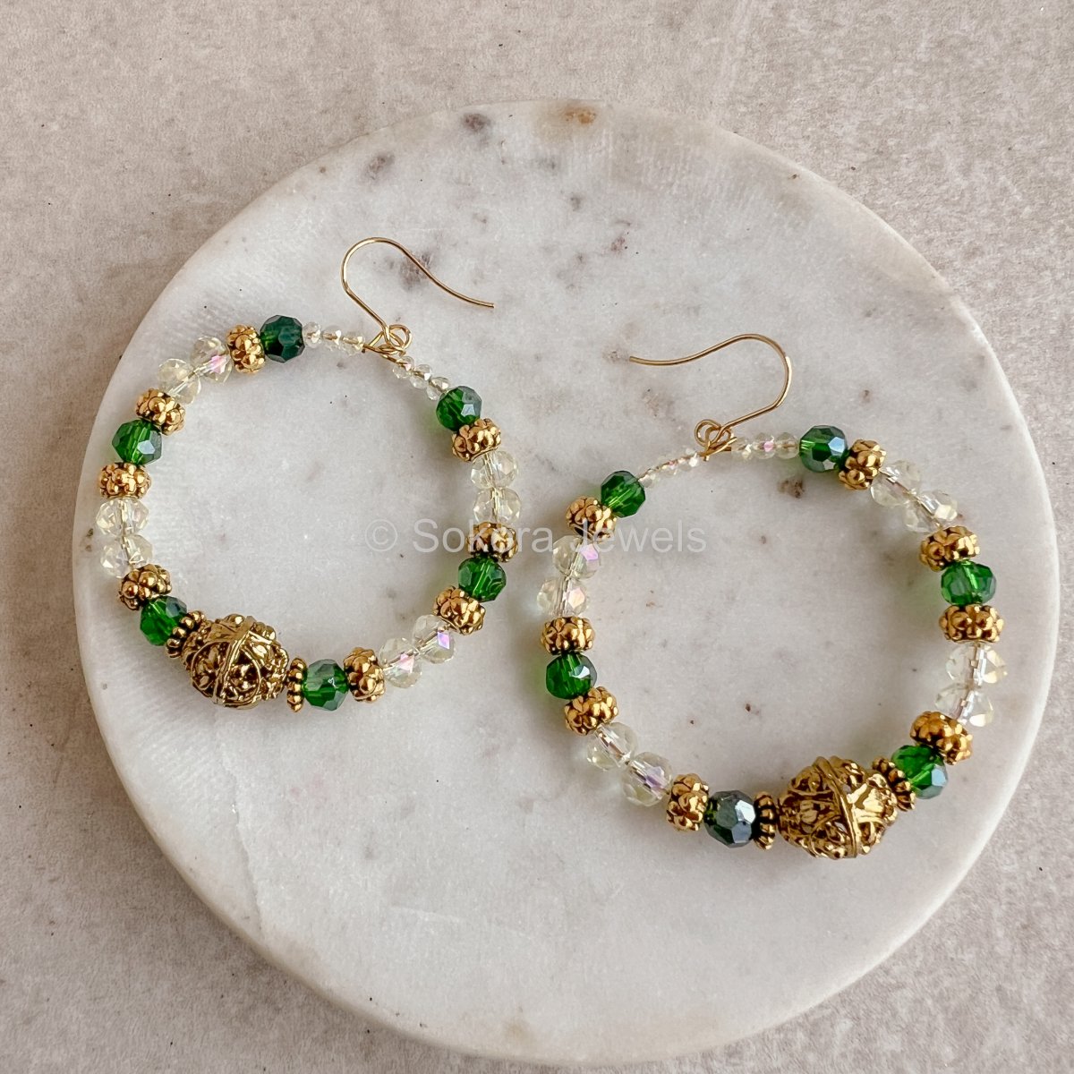 Emerald Green Hoops - SOKORA JEWELSEmerald Green Hoops