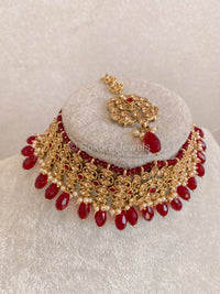 Emma Choker Set - Maroon - SOKORA JEWELSEmma Choker Set - Maroon