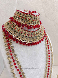 Emma Full Bridal Double necklace set - Red - SOKORA JEWELSEmma Full Bridal Double necklace set - Red