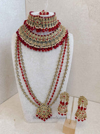 Emma Full Bridal Double necklace set - Red - SOKORA JEWELSEmma Full Bridal Double necklace set - Red