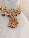 Eshaal Antique Gold Pendant Set - Maroon - SOKORA JEWELSEshaal Antique Gold Pendant Set - Maroon