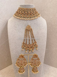 EX DISPLAY Ziba Bridal Necklace set - Peach - SOKORA JEWELSEX DISPLAY Ziba Bridal Necklace set - Peach