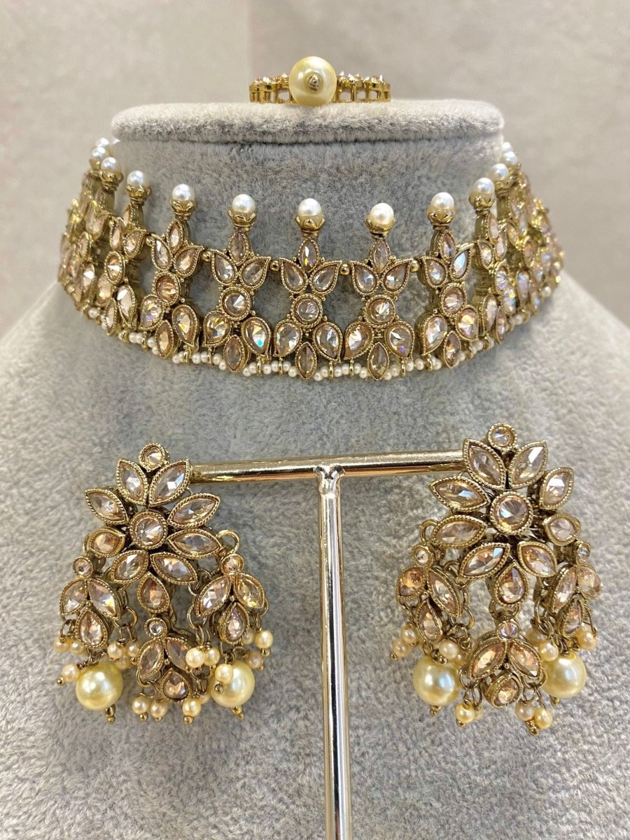 EX SAMPLE SALE: Antique Gold Choker Set - SOKORA JEWELSEX SAMPLE SALE: Antique Gold Choker Set