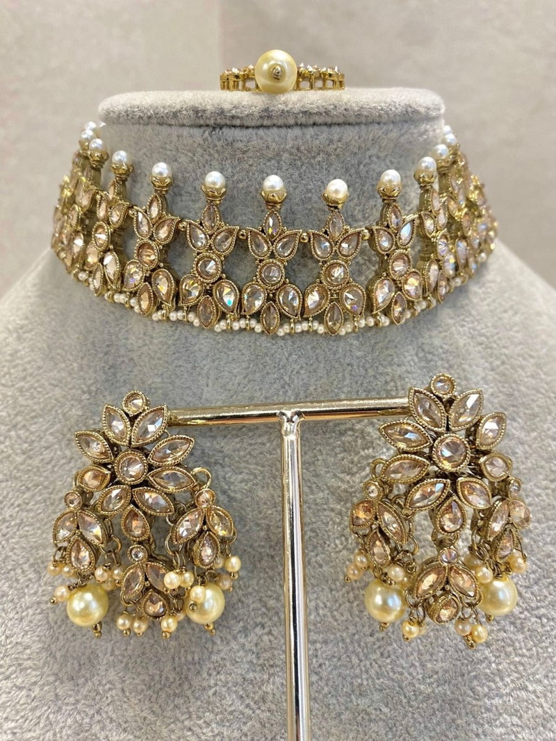 EX SAMPLE SALE: Antique Gold Choker Set - SOKORA JEWELSEX SAMPLE SALE: Antique Gold Choker Set