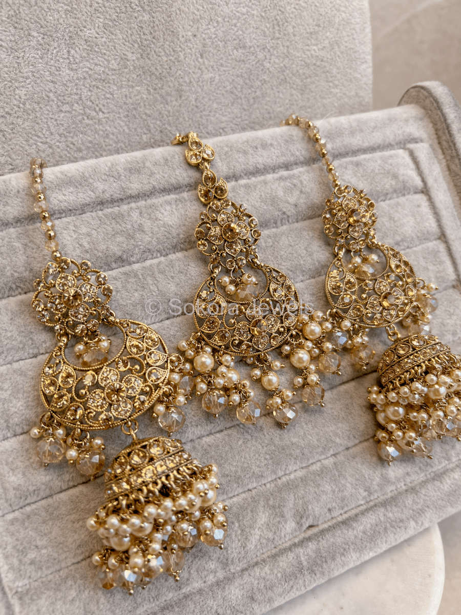 Ex Sample Sale : Nargis Golden Necklace set - SOKORA JEWELSEx Sample Sale : Nargis Golden Necklace set