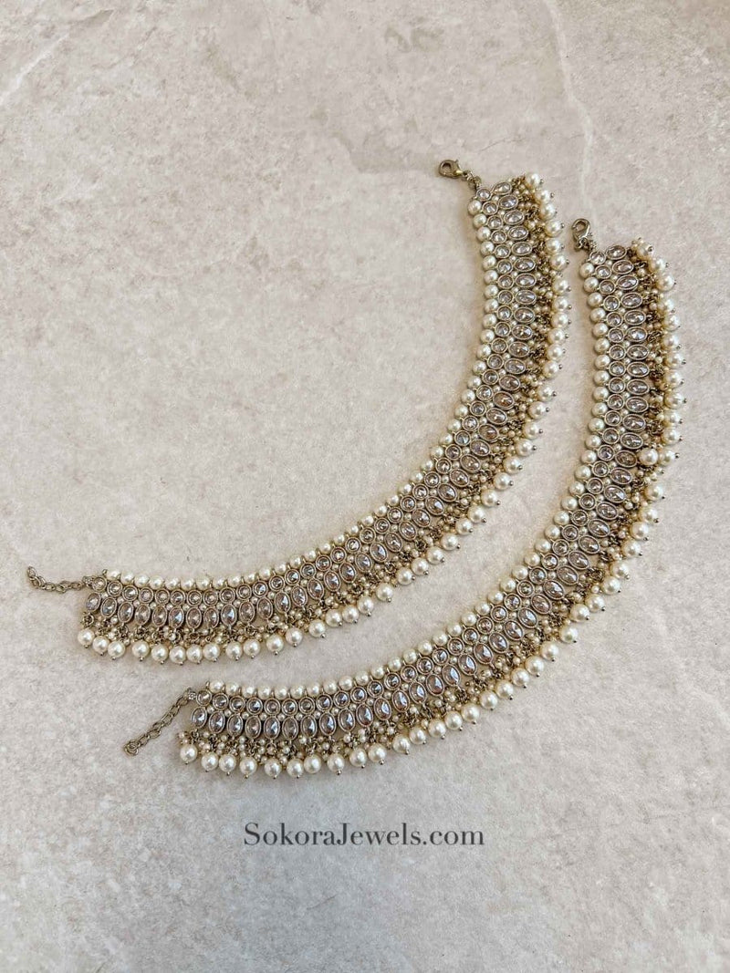 Extra Long Golden Aria Anklets - SOKORA JEWELSExtra Long Golden Aria Anklets