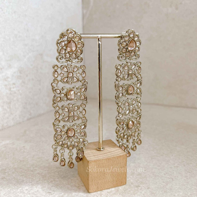 Extra Long Golden Shoulder Duster Earrings - SOKORA JEWELSExtra Long Golden Shoulder Duster Earrings