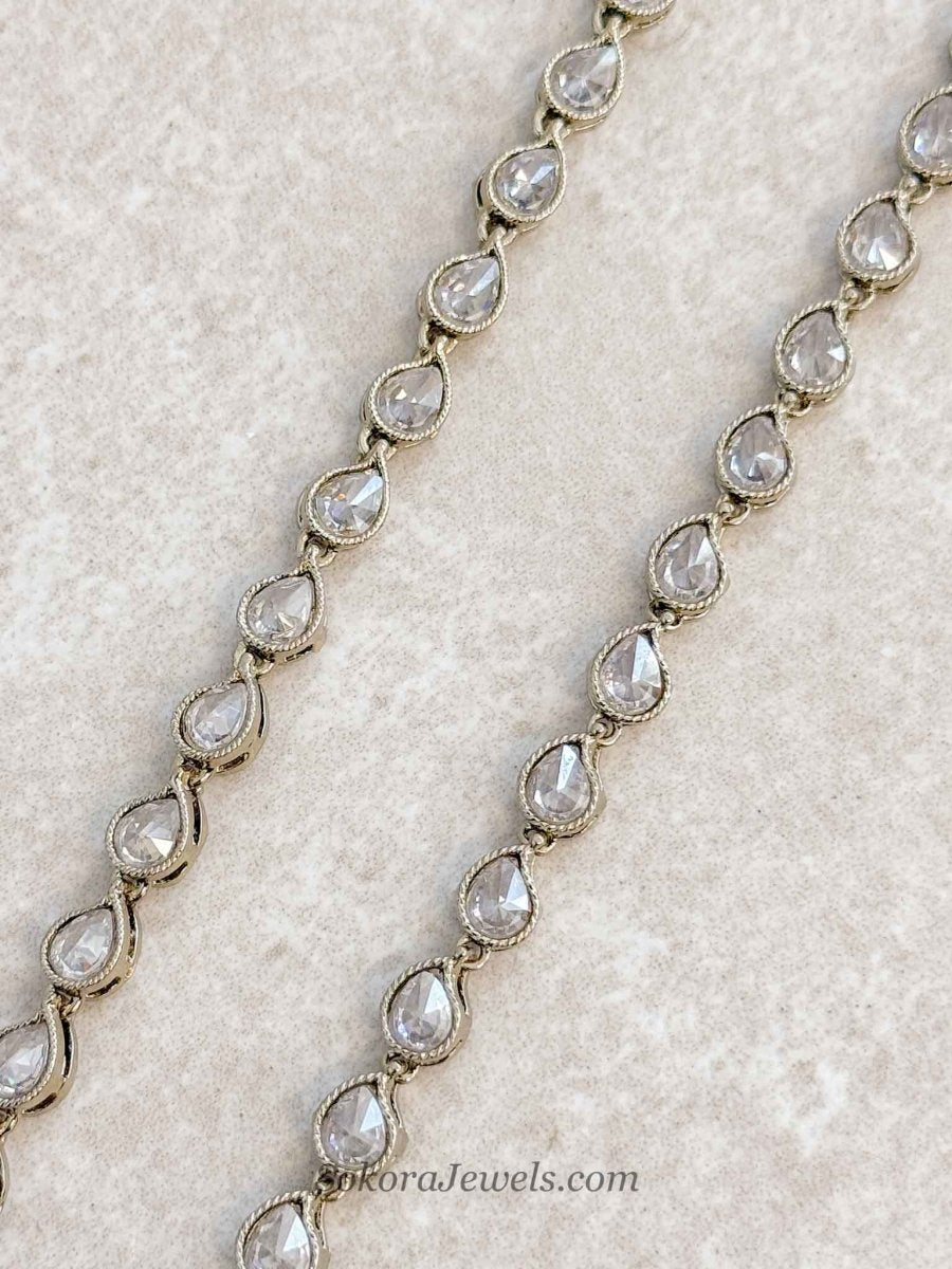 Extra Long Length Clear Crystal Anklets - SOKORA JEWELSExtra Long Length Clear Crystal Anklets