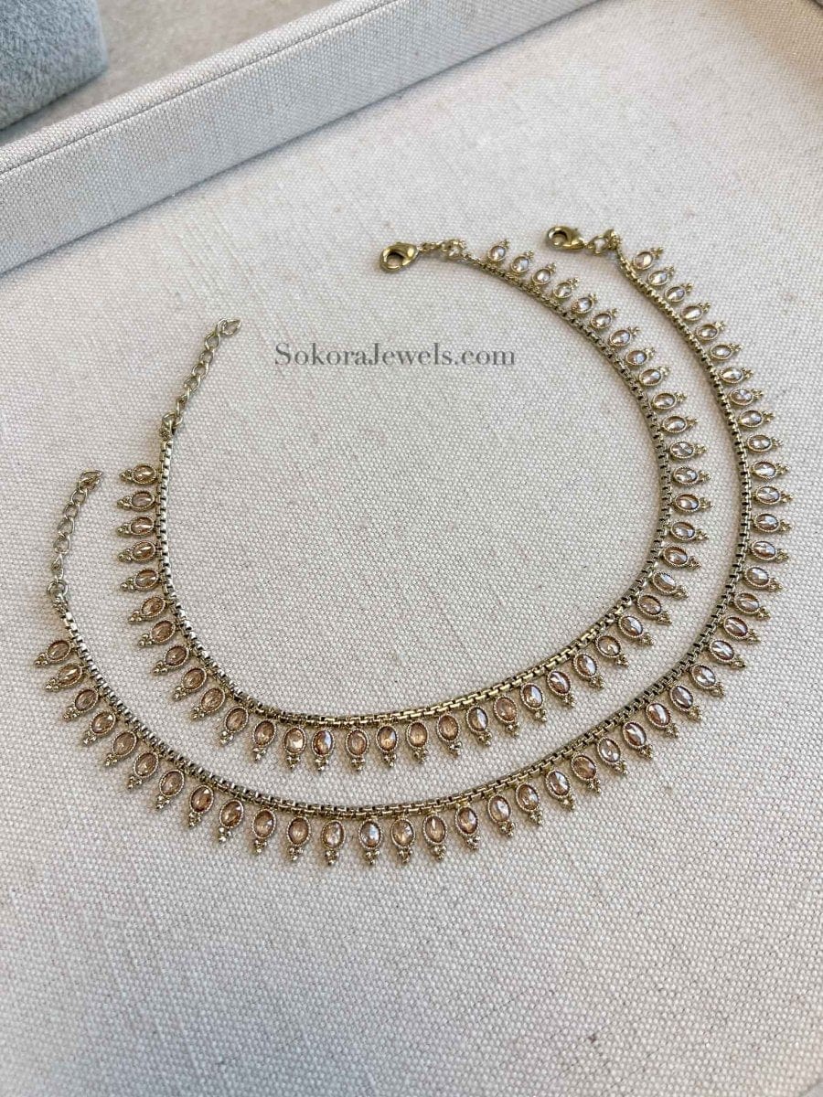 Extra Long Length Golden Anklets - SOKORA JEWELSExtra Long Length Golden Anklets