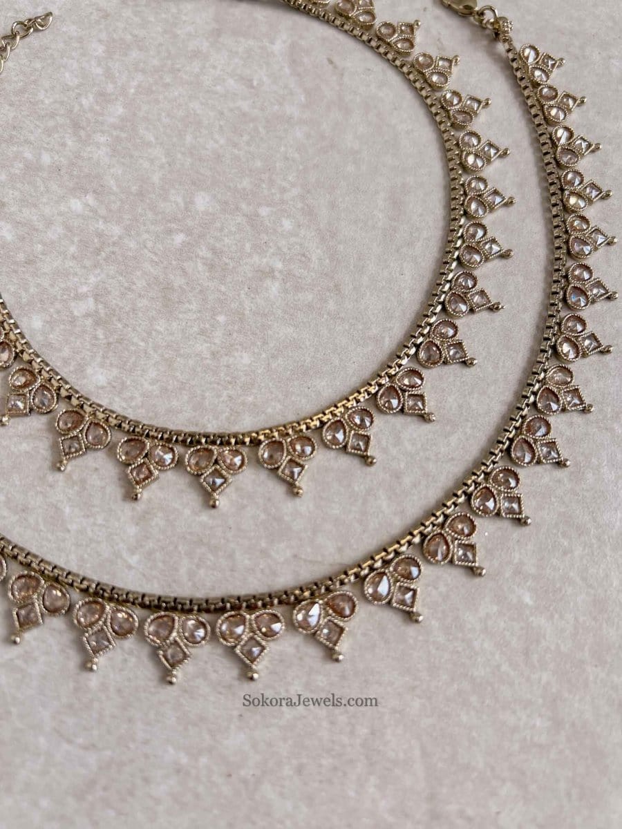 Extra Long Length Golden Anklets - SOKORA JEWELSExtra Long Length Golden Anklets