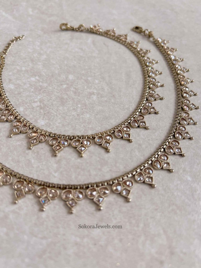 Extra Long Length Golden Anklets - SOKORA JEWELSExtra Long Length Golden Anklets