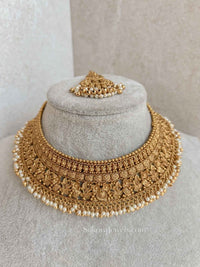 Ezhil Matt Gold Bridal Necklace Set - SOKORA JEWELSEzhil Matt Gold Bridal Necklace Set
