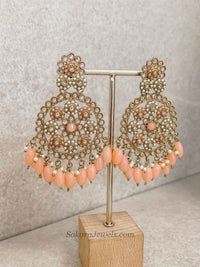 Faiqa Antique Gold Necklace Set Peach - SOKORA JEWELSFaiqa Antique Gold Necklace Set Peach
