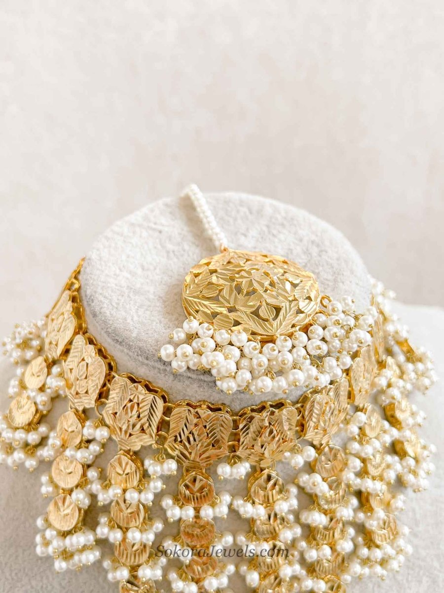 Faiza Gold Plated Bridal Choker set - SOKORA JEWELSFaiza Gold Plated Bridal Choker set