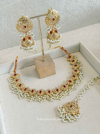 Faiza Gold Plated Bridal necklace set - SOKORA JEWELSFaiza Gold Plated Bridal necklace set