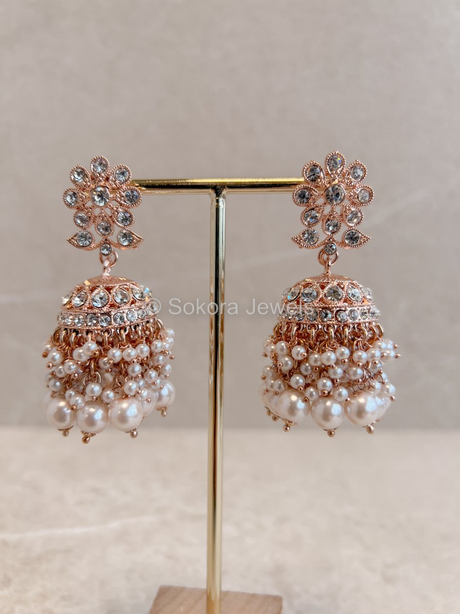 Fakiha Jhumka Earrings - Rose Gold - SOKORA JEWELSFakiha Jhumka Earrings - Rose Gold