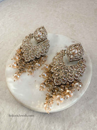Fan Shape Golden Earrings - SOKORA JEWELSFan Shape Golden Earrings
