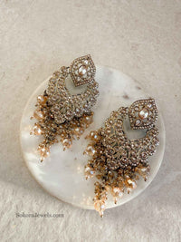 Fan Shape Golden Earrings - SOKORA JEWELSFan Shape Golden Earrings