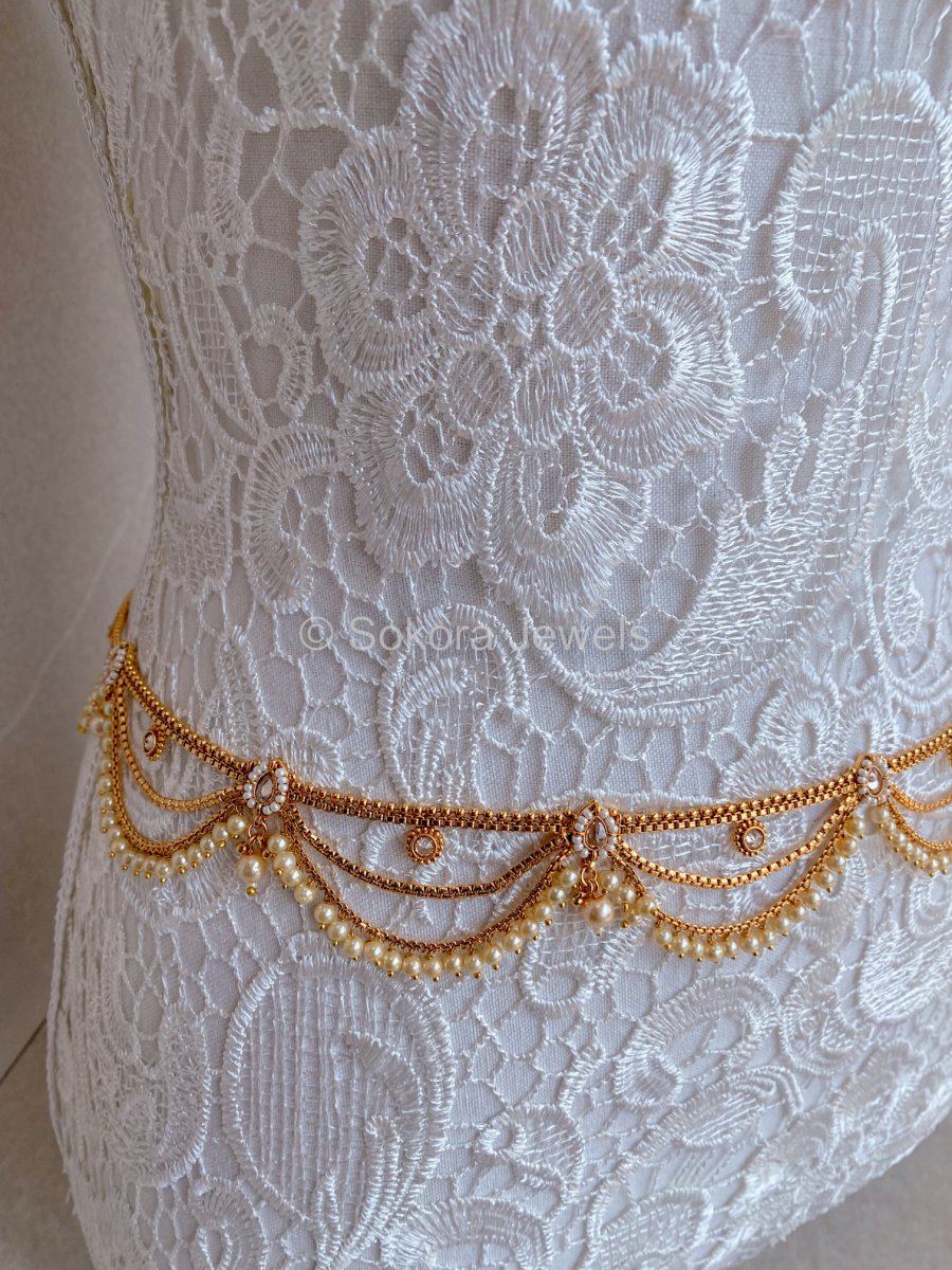 Fancy Bright Gold Waist chain - SOKORA JEWELSFancy Bright Gold Waist chain