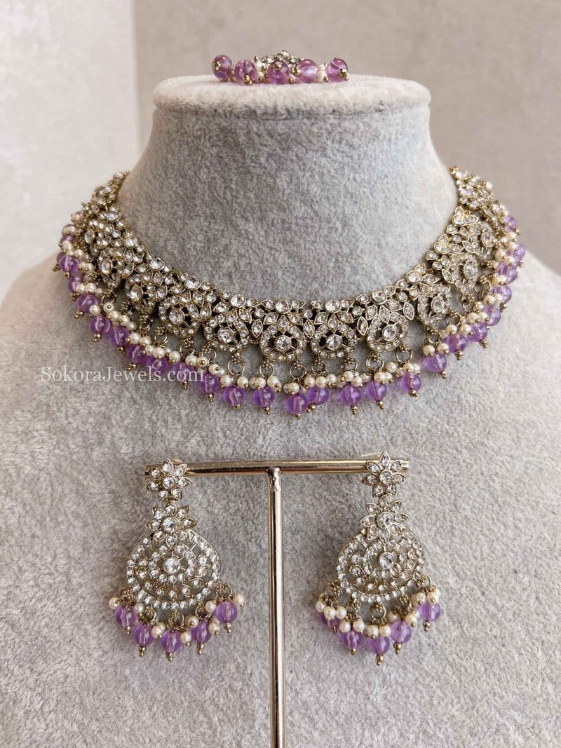 Farah Clear Necklace Sets - SOKORA JEWELSFarah Clear Necklace Sets