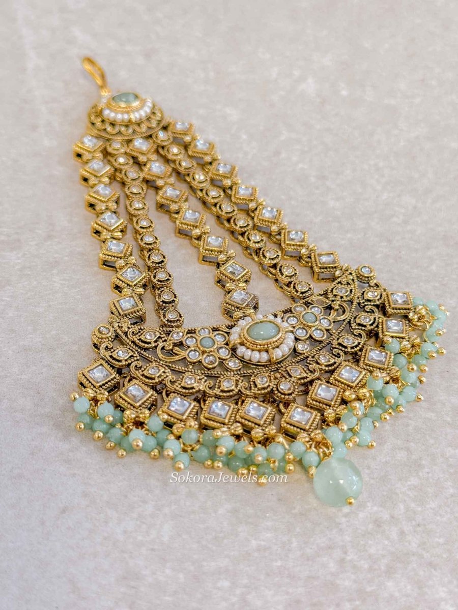 Faux Kundan Jhumar - Mint - SOKORA JEWELSFaux Kundan Jhumar - Mint