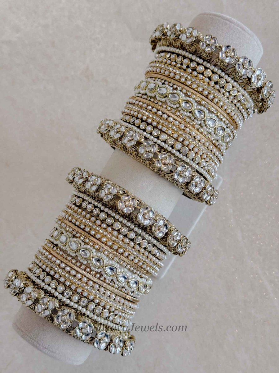 Faux Kundan Statement Bridal Bangle set - SOKORA JEWELSFaux Kundan Statement Bridal Bangle setBANGLES