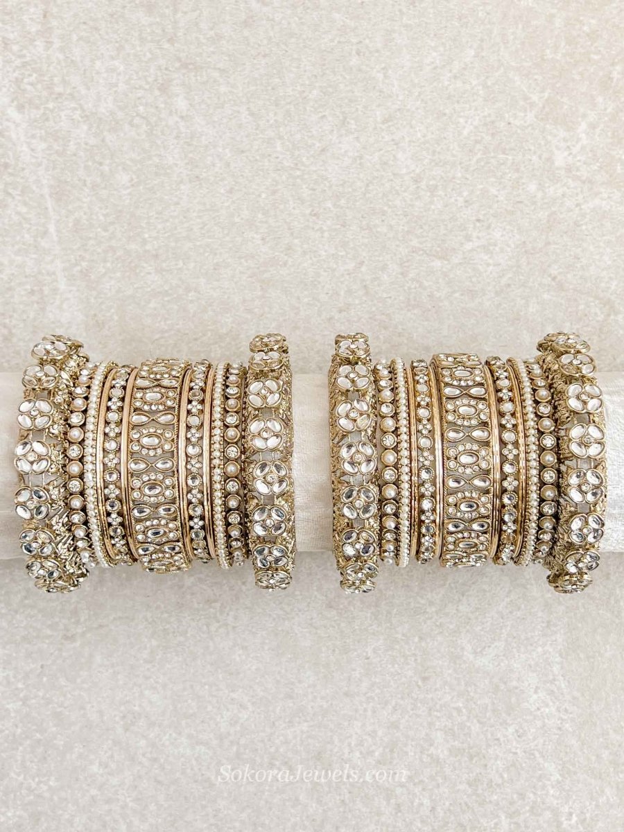 Faux Kundan Statement Bridal Bangle set - SOKORA JEWELSFaux Kundan Statement Bridal Bangle setBANGLES