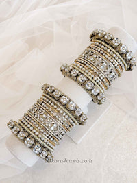 Faux Kundan Statement Bridal Bangle set - SOKORA JEWELSFaux Kundan Statement Bridal Bangle setBANGLES